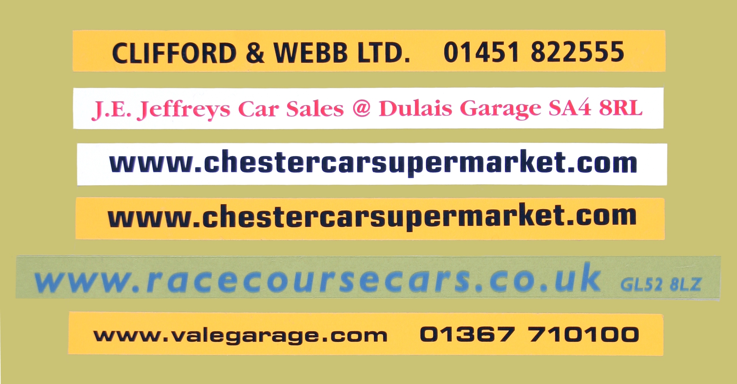 Number Plate Stickers